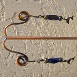 Vintage Silvertone Dolphin & Blue Faceted Bead Dangle Earrings